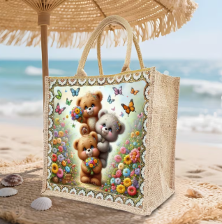 Preview: Diamond Painting Tragtasche drei Teddybären